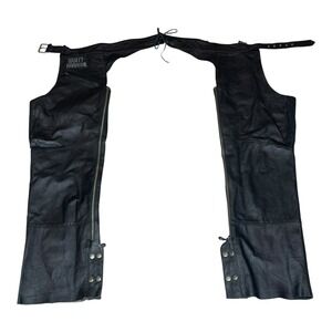VTG Harley Davidson Mens Pigskin Leather Motorcycle Chaps XL Black Riding Gear